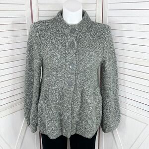 Willi Smith Marled Peplum Wool Blend Cardigan Sweater Grey  XL